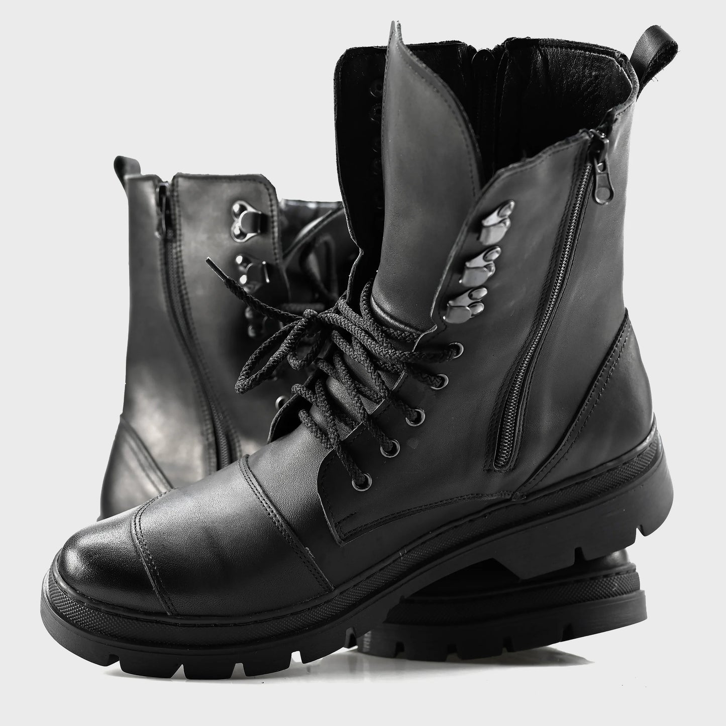 Black Leather Men’s Motorcycle Boots – Gregory | KarolShoes