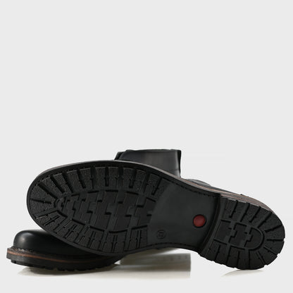 Pánské kožené chukka boty Hawk – černé, ručně šité, odolné a pohodlné | KarolShoes