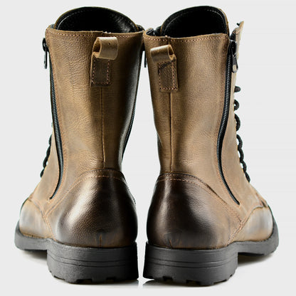 Braune Herren-Motorradstiefel aus Leder – Hunter | KarolShoes