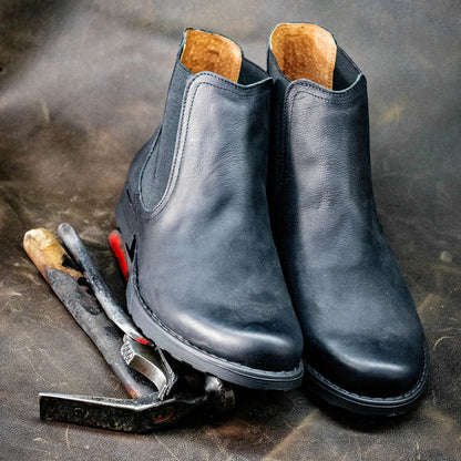 Pánské kožené boty York – ručně šité černé kotníkové boty | KarolShoes