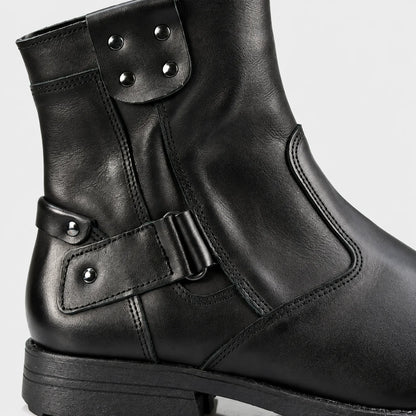 Bruce black leather motorcycle boots for men