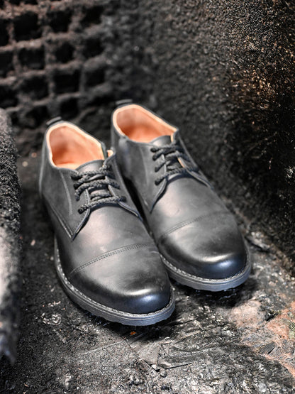 Chaussures Derby en Cuir Faites à la Main pour Homme "Paul" Noires