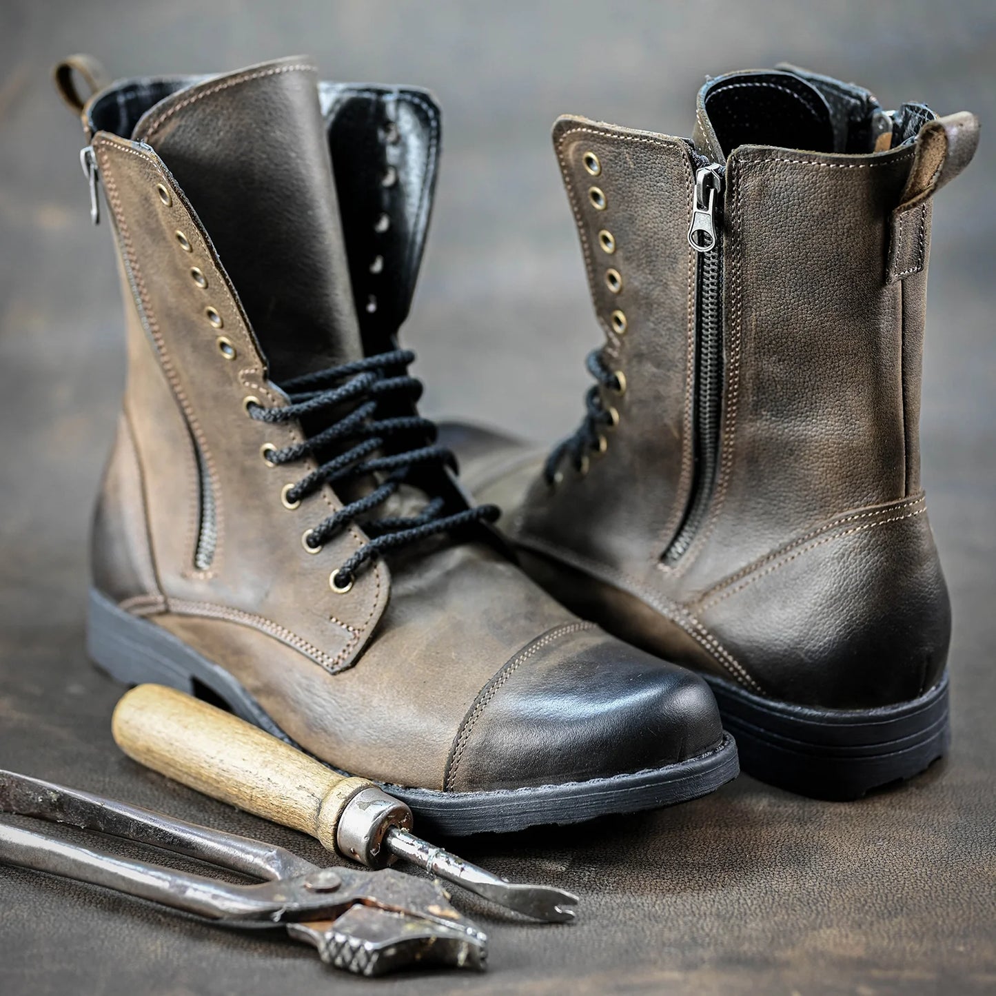 Handmade Brown Leather Men’s Combat Boots – Landon | KarolShoes
