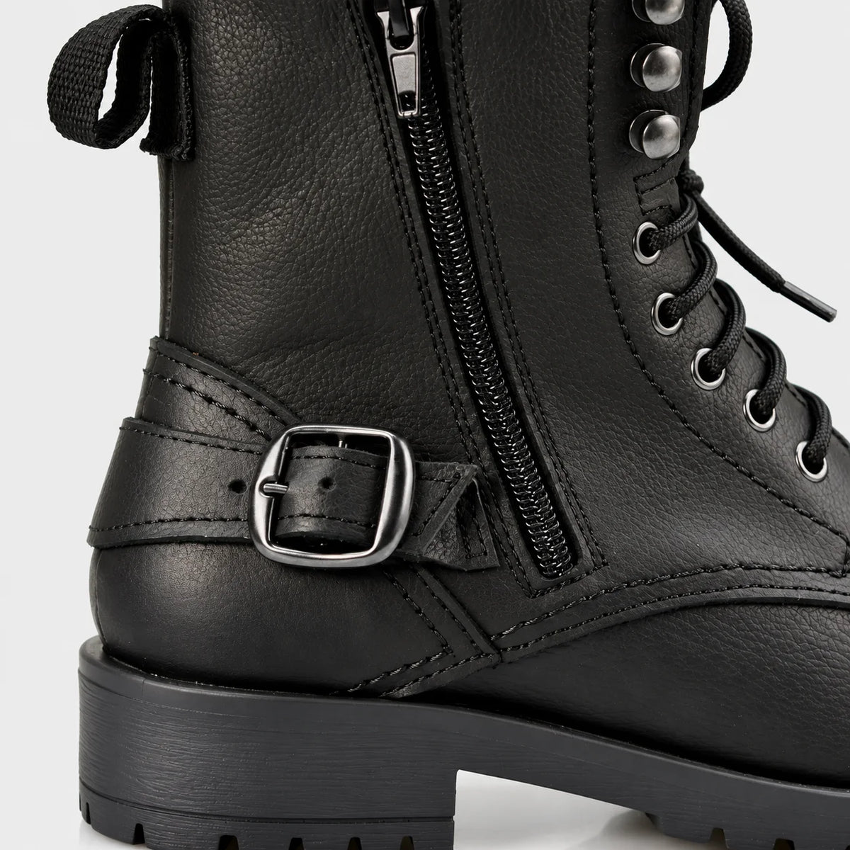 Alexa black leather ankle boots for women