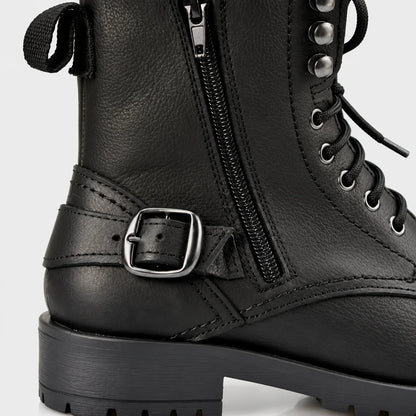 Alexa black leather ankle boots for women