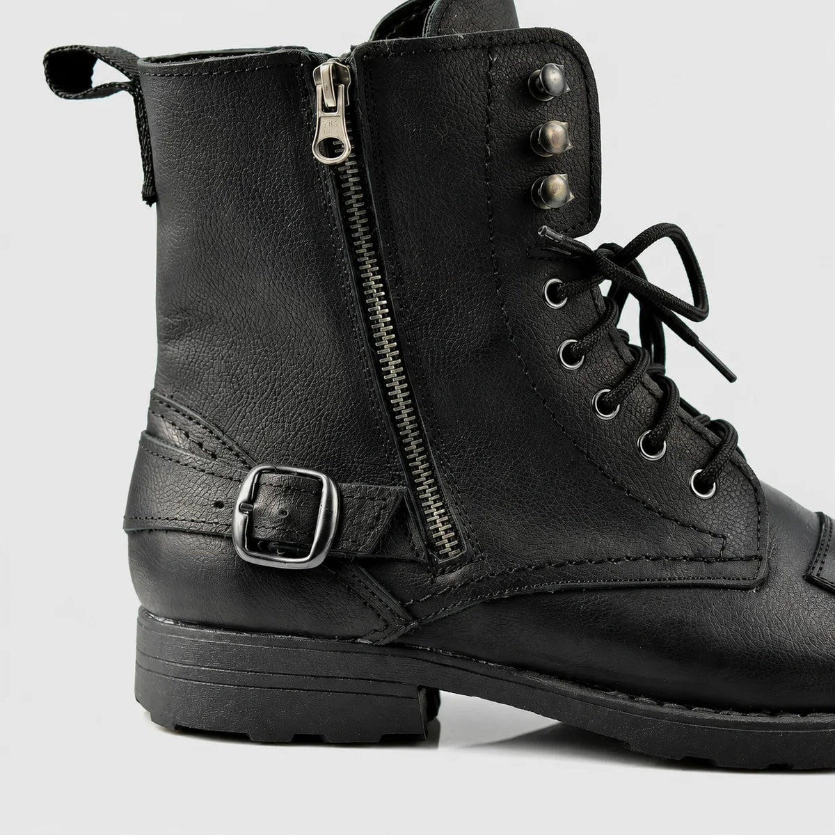 Blake Men's Black Leather Motorcycle Boots