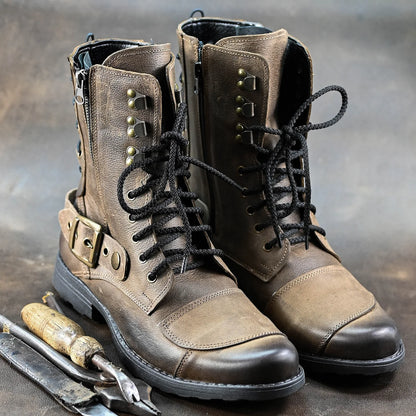 Brown Leather Men’s Motorcycle Boots – Sonny | KarolShoes