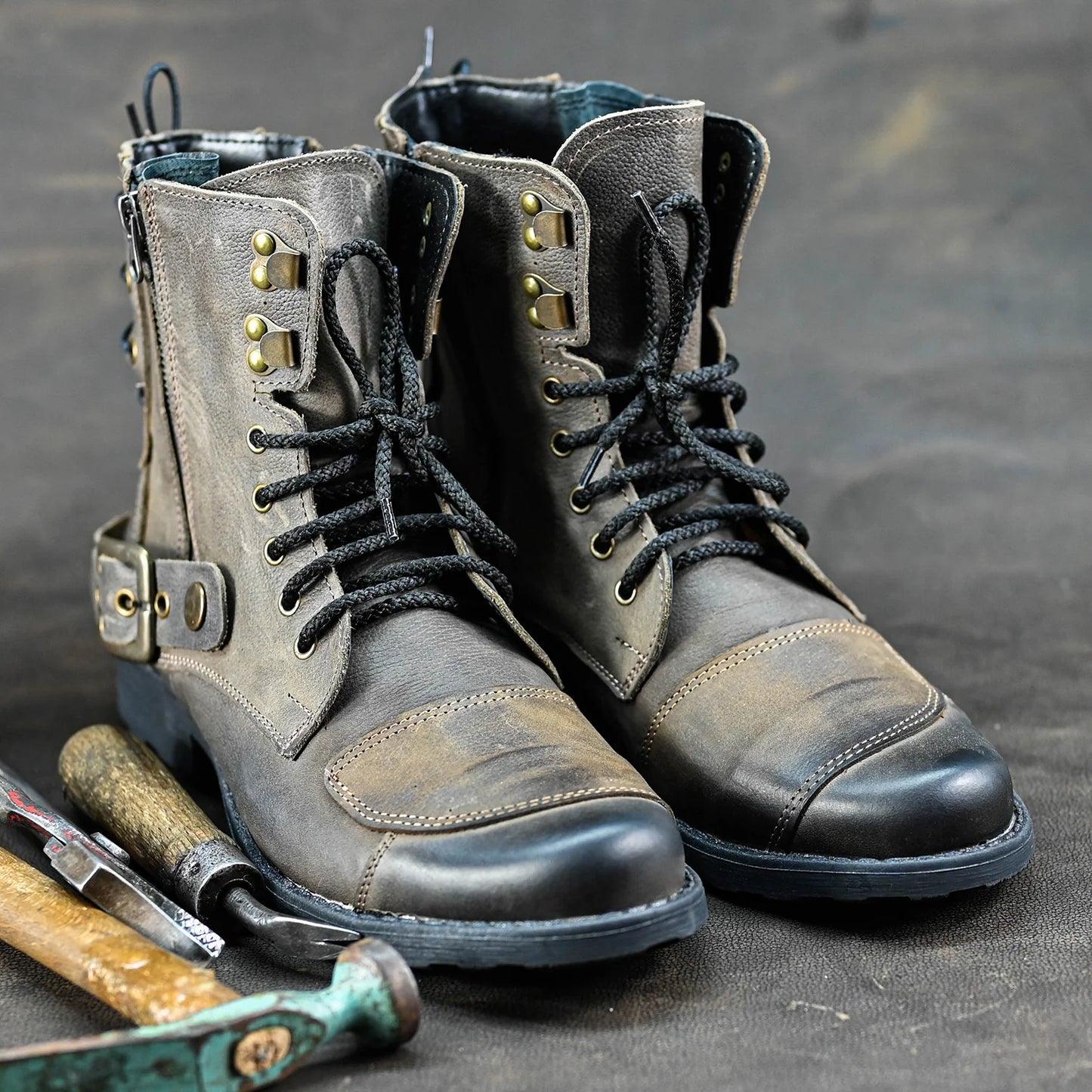 Motocyklové boty All Ride Chad – ručně šité hnědé boty z italské kůže | KarolShoes