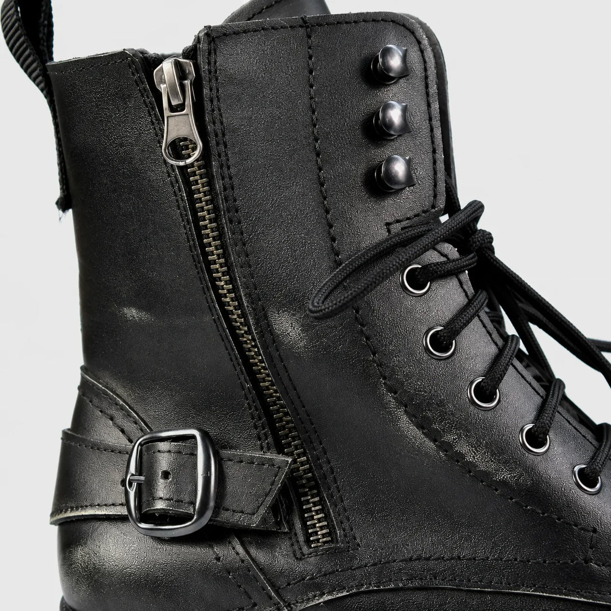 Jimy schwarze Herren-Motorradstiefel aus Leder