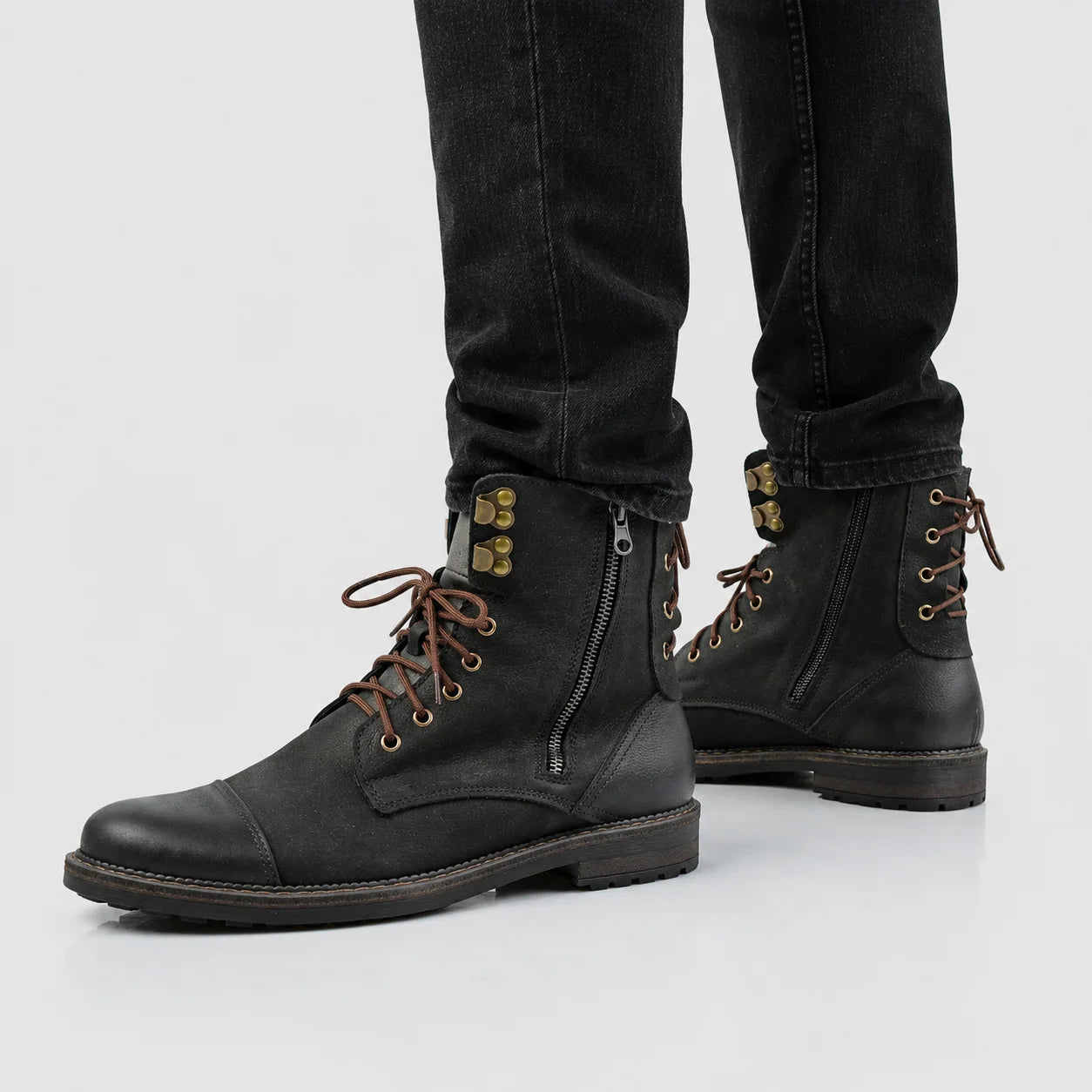 Marc – Schwarze Leder-Schnürstiefel für Herren