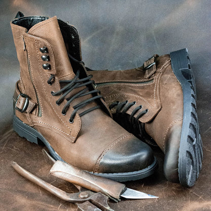 Pánské kožené boty Alex – ručně šité hnědé boty | KarolShoes