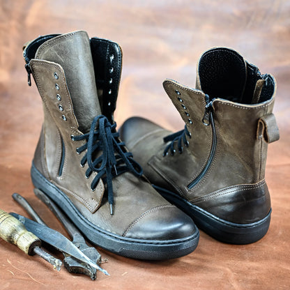 Handmade Brown Leather Men’s Combat Boots – Liam | KarolShoes