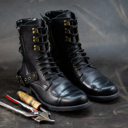 Black Leather Men’s Motorcycle Boots – Sonny | KarolShoes