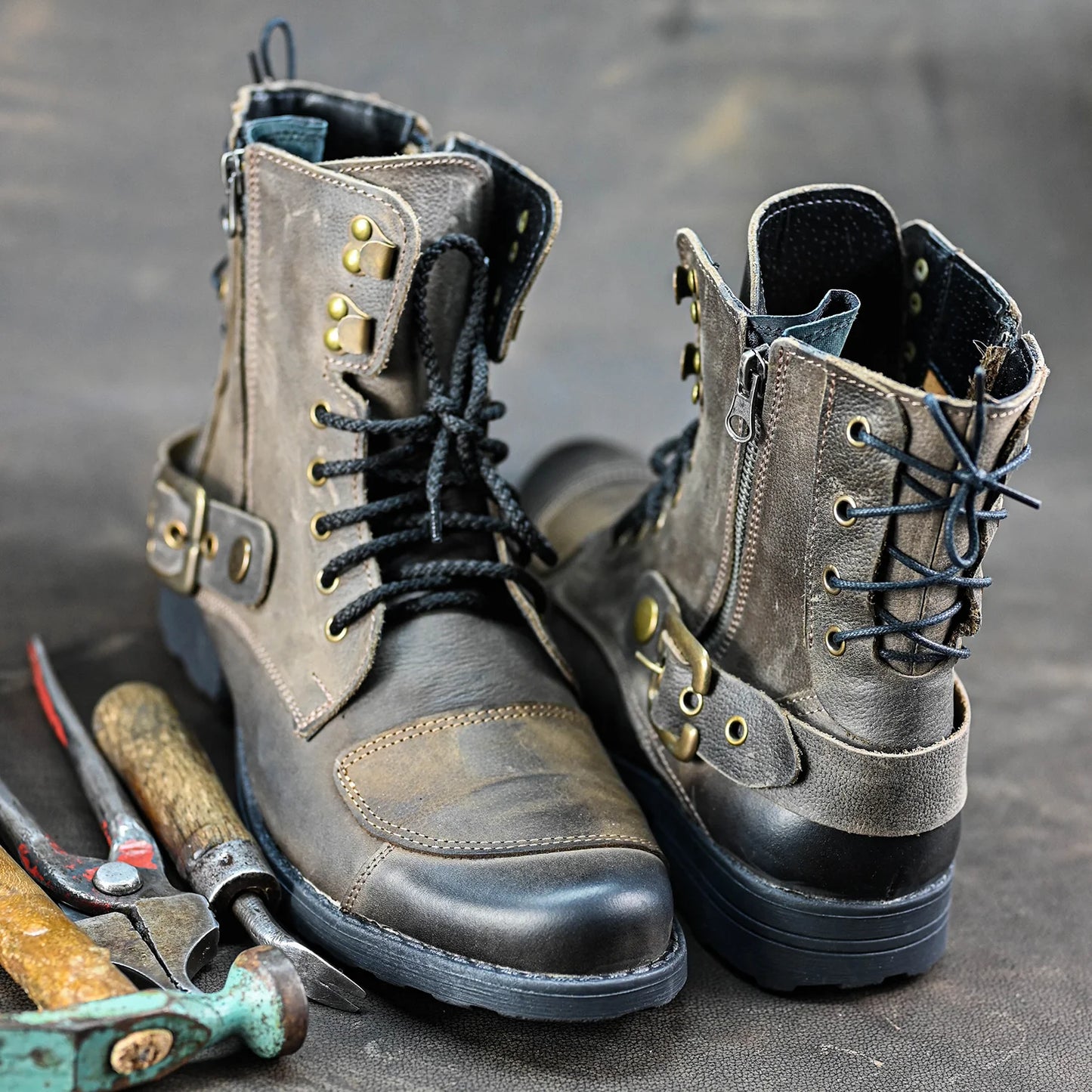 Motocyklové boty All Ride Chad – ručně šité hnědé boty z italské kůže | KarolShoes