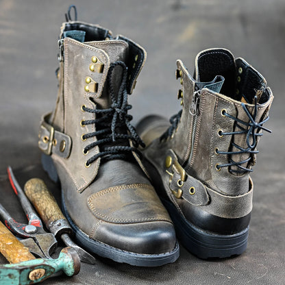 Motocyklové boty All Ride Chad – ručně šité hnědé boty z italské kůže | KarolShoes