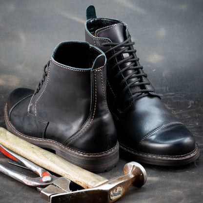 Handgefertigte Schwarze Herren-Lederstiefel – Classic | KarolShoes