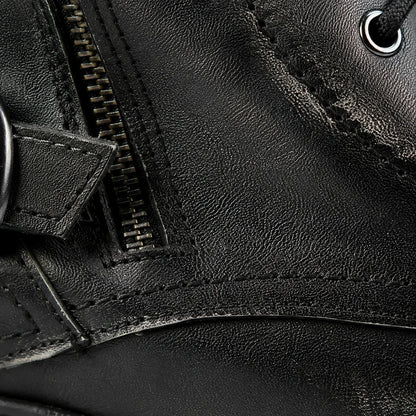 Jimy schwarze Herren-Motorradstiefel aus Leder