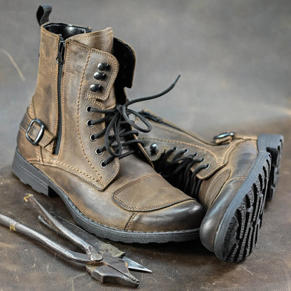 Braune Herren-Motorradstiefel aus Leder – Blake | KarolShoes