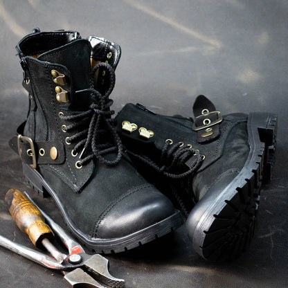 Black Leather Women’s Ankle Boots – Elira | KarolShoes