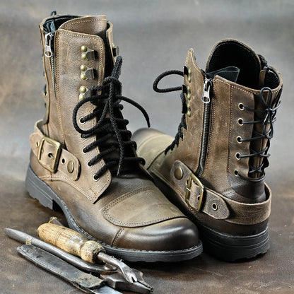 Brown Leather Men’s Motorcycle Boots – Sonny | KarolShoes