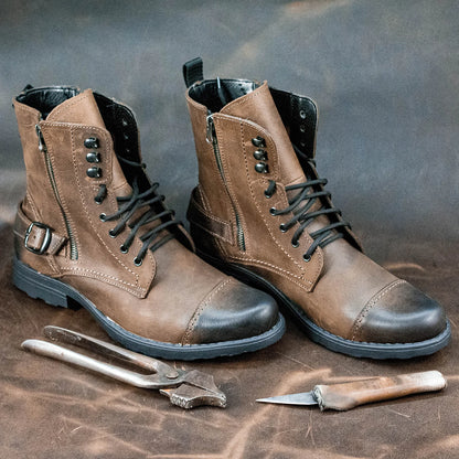 Pánské kožené boty Alex – ručně šité hnědé boty | KarolShoes