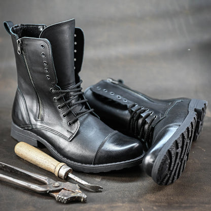 Handmade Black Leather Men’s Combat Boots – Landon | KarolShoes