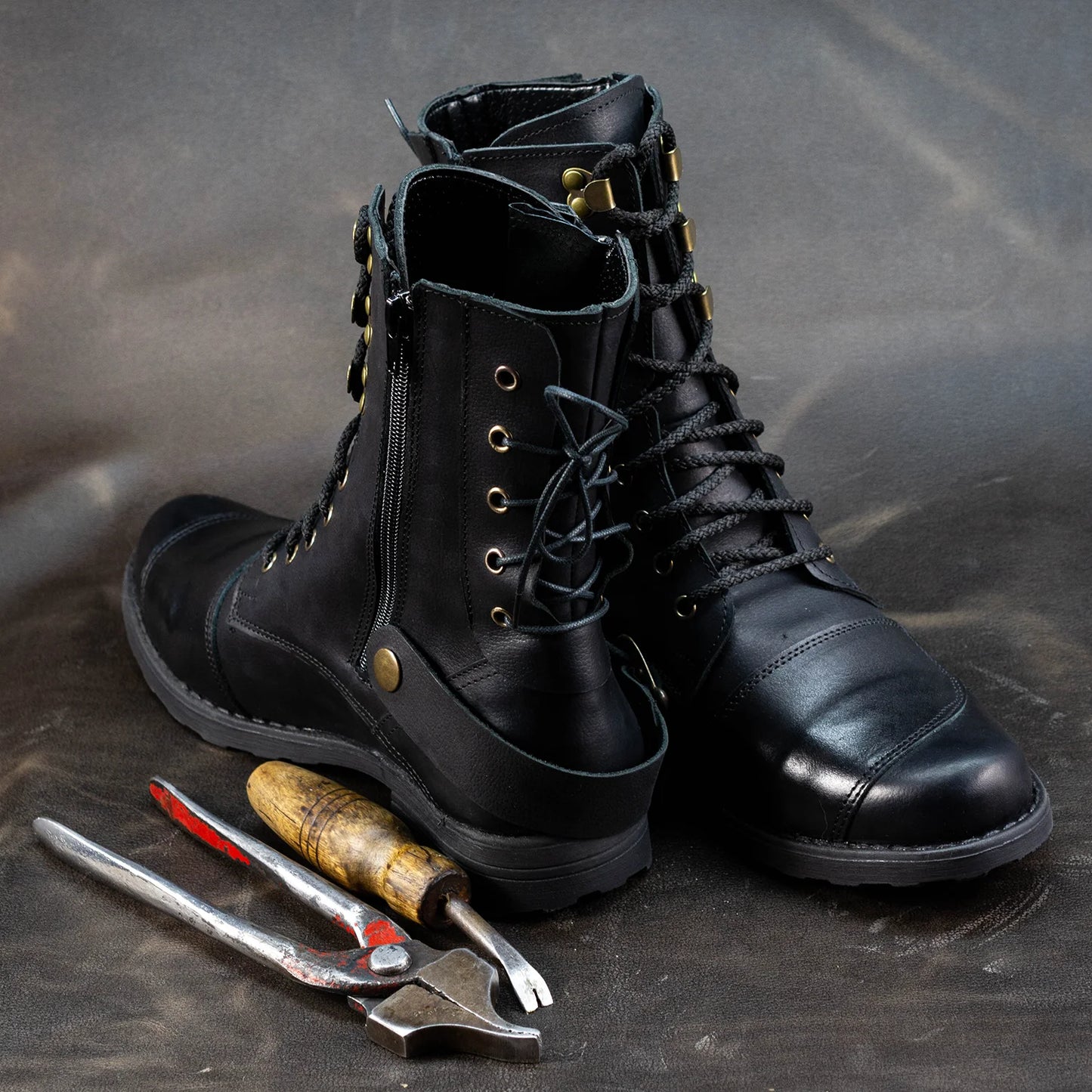 Black Leather Men’s Motorcycle Boots – Sonny | KarolShoes