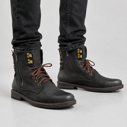 Marc – Schwarze Leder-Schnürstiefel für Herren