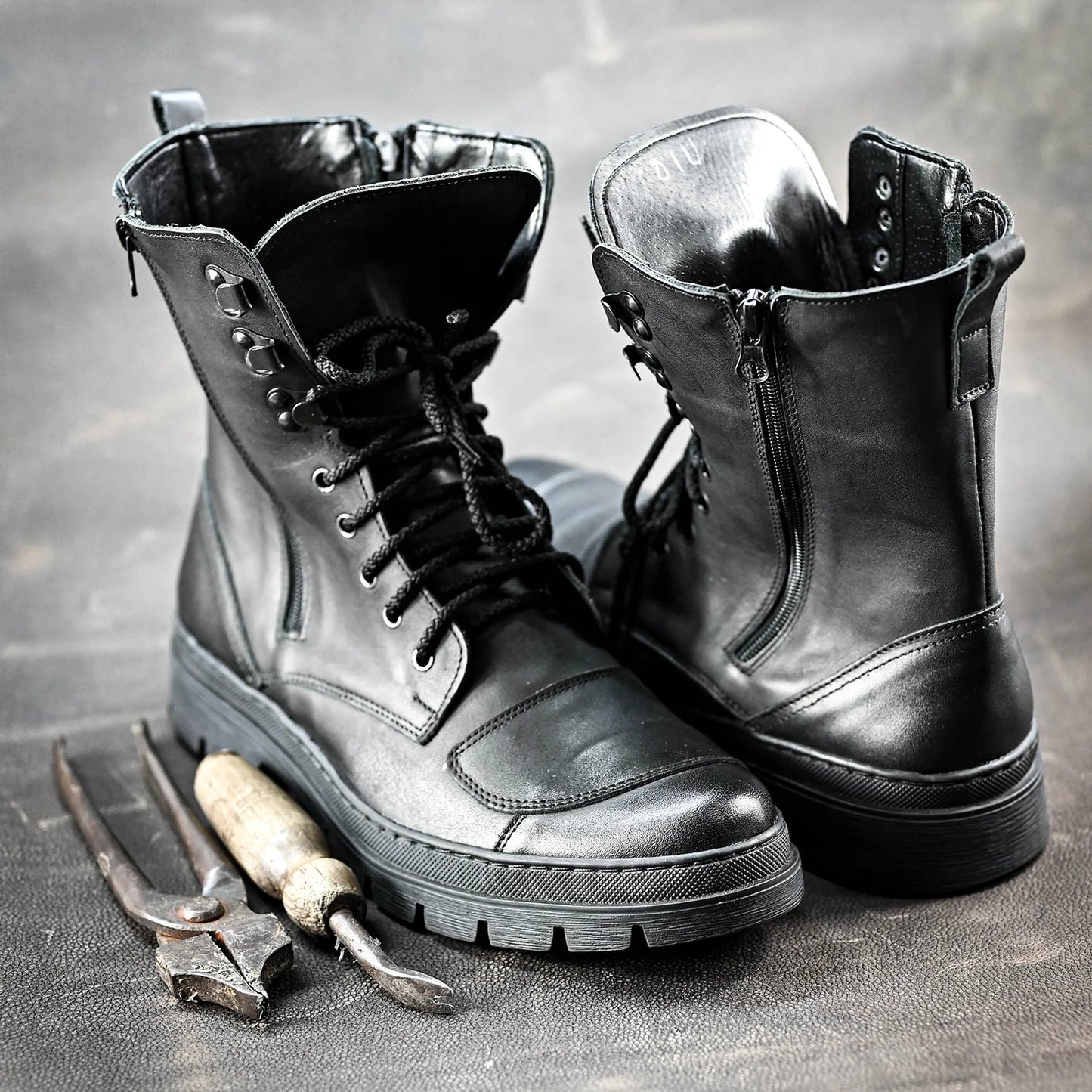 Black Leather Men’s Motorcycle Boots – Gregory | KarolShoes