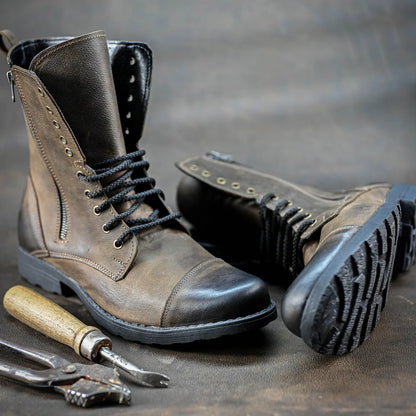 Handmade Brown Leather Men’s Combat Boots – Landon | KarolShoes