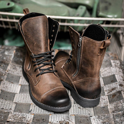 Handmade Brown Leather Men’s Combat Boots – Landon | KarolShoes