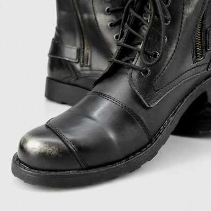 Jimy schwarze Herren-Motorradstiefel aus Leder
