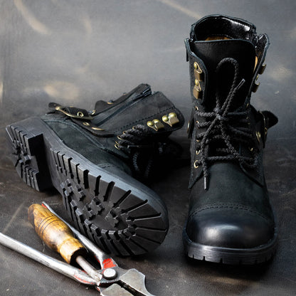 Black Leather Women’s Ankle Boots – Elira | KarolShoes