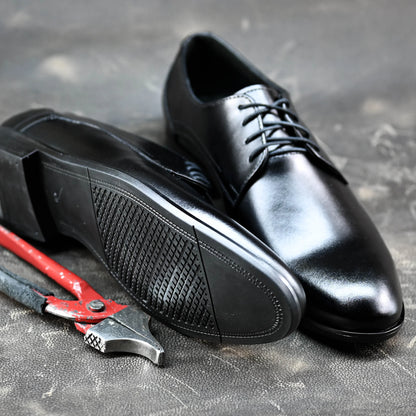 Black Leather Men’s Derby Shoes – Milano | KarolShoes