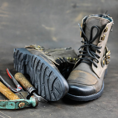 Motocyklové boty All Ride Chad – ručně šité hnědé boty z italské kůže | KarolShoes