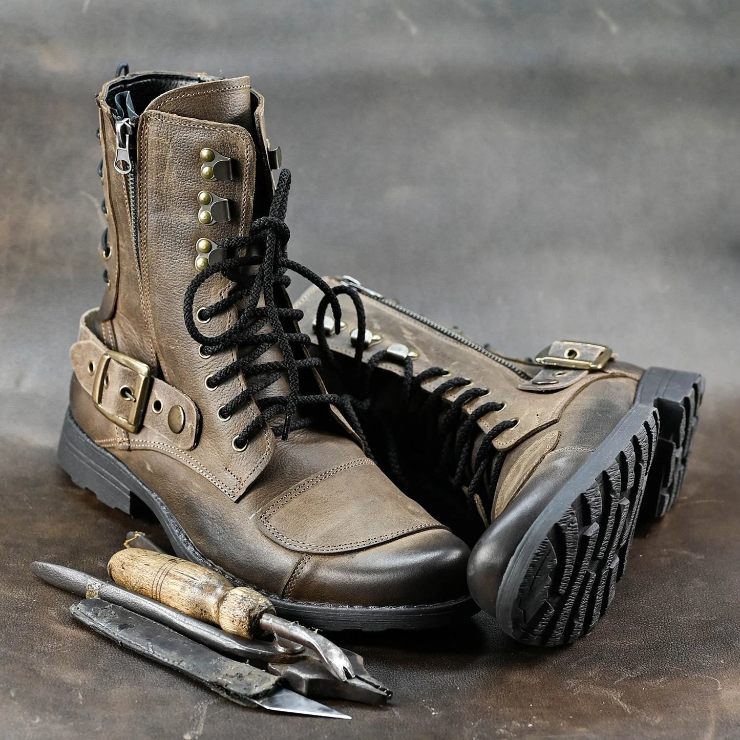 Brown Leather Men’s Motorcycle Boots – Sonny | KarolShoes