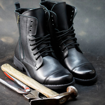 Handgefertigte Schwarze Herren-Lederstiefel – Elegant | KarolShoes