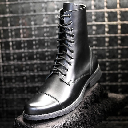 Pánské vysoké kožené boty Corvo – ručně šité černé třševíky | KarolShoes