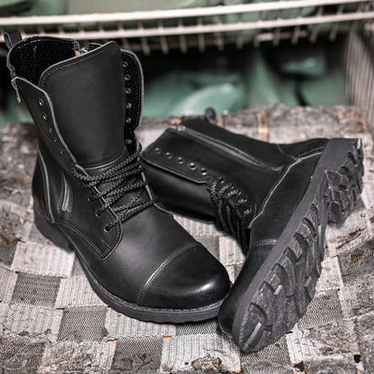 Handmade Black Leather Men’s Combat Boots – Landon | KarolShoes