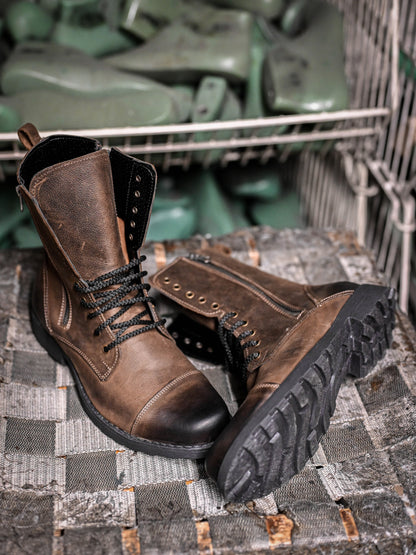 Handmade Leather Mans High Boots Landon Brown