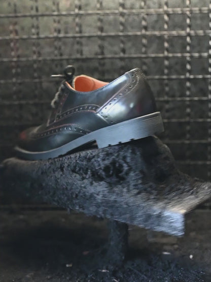 Black Leather Men’s Brogues – Hand-Stitched – Oxford Ridge | KarolShoes