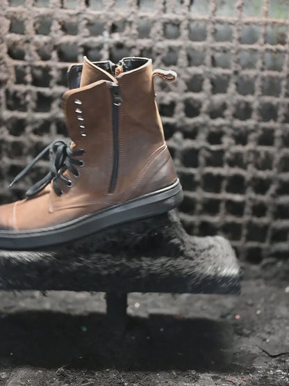 Handmade Brown Leather Men’s Combat Boots – Liam | KarolShoes