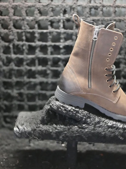 Handmade Brown Leather Men’s Combat Boots – Landon | KarolShoes