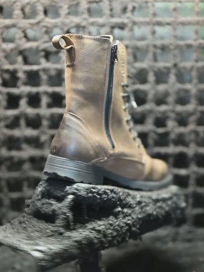 Braune Herren-Motorradstiefel aus Leder – Hunter | KarolShoes