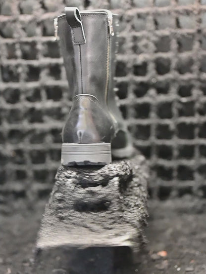 Handmade Black Leather Men’s Combat Boots – Landon | KarolShoes