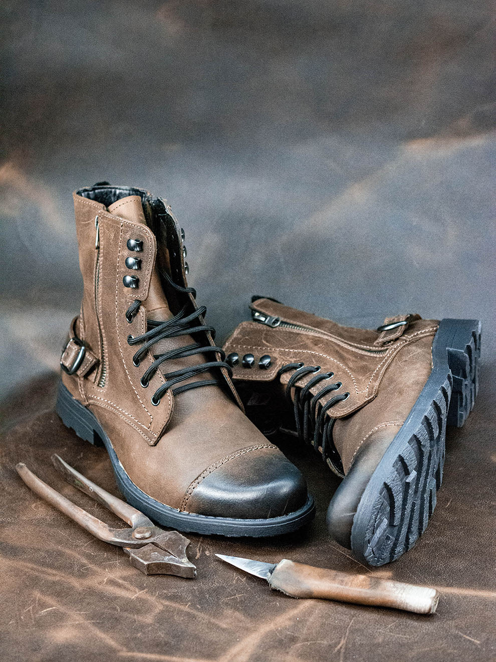 Man made shop leather boots